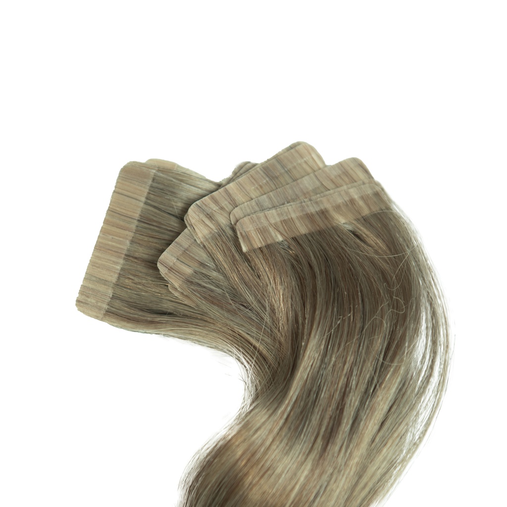 Bebeauty – Semi Tape Hair Extension - Black (Round) 22" - Color#   8 - Light Ash Blond