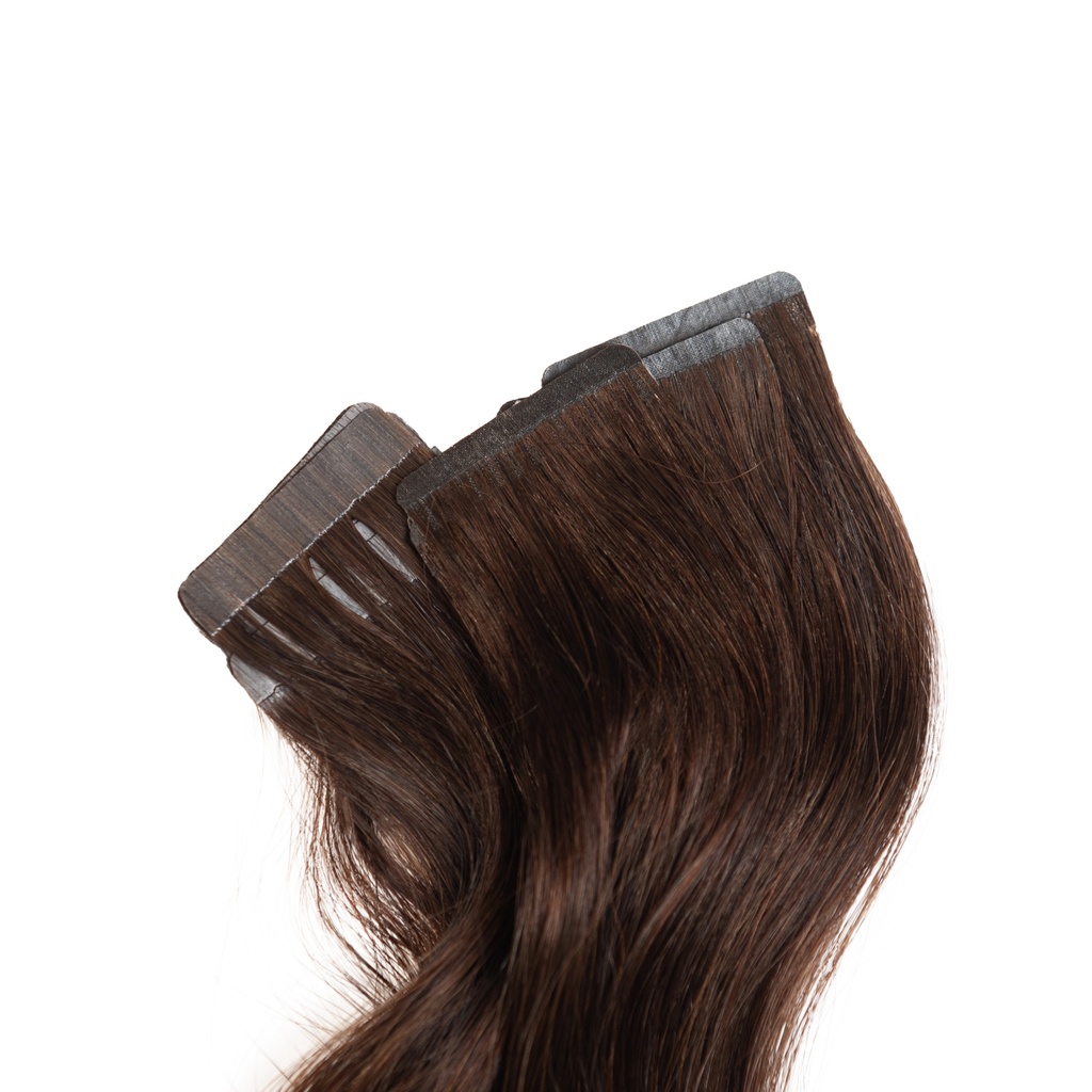 Bebeauty – Semi Tape Hair Extension - Black (Round) 22" - Color#   4 - Light Brown