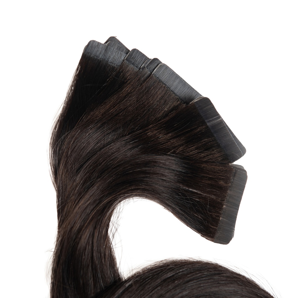 Bebeauty - Tape Hair Extension - Silver (Round) 26" - Color# 1B - Dark Brown
