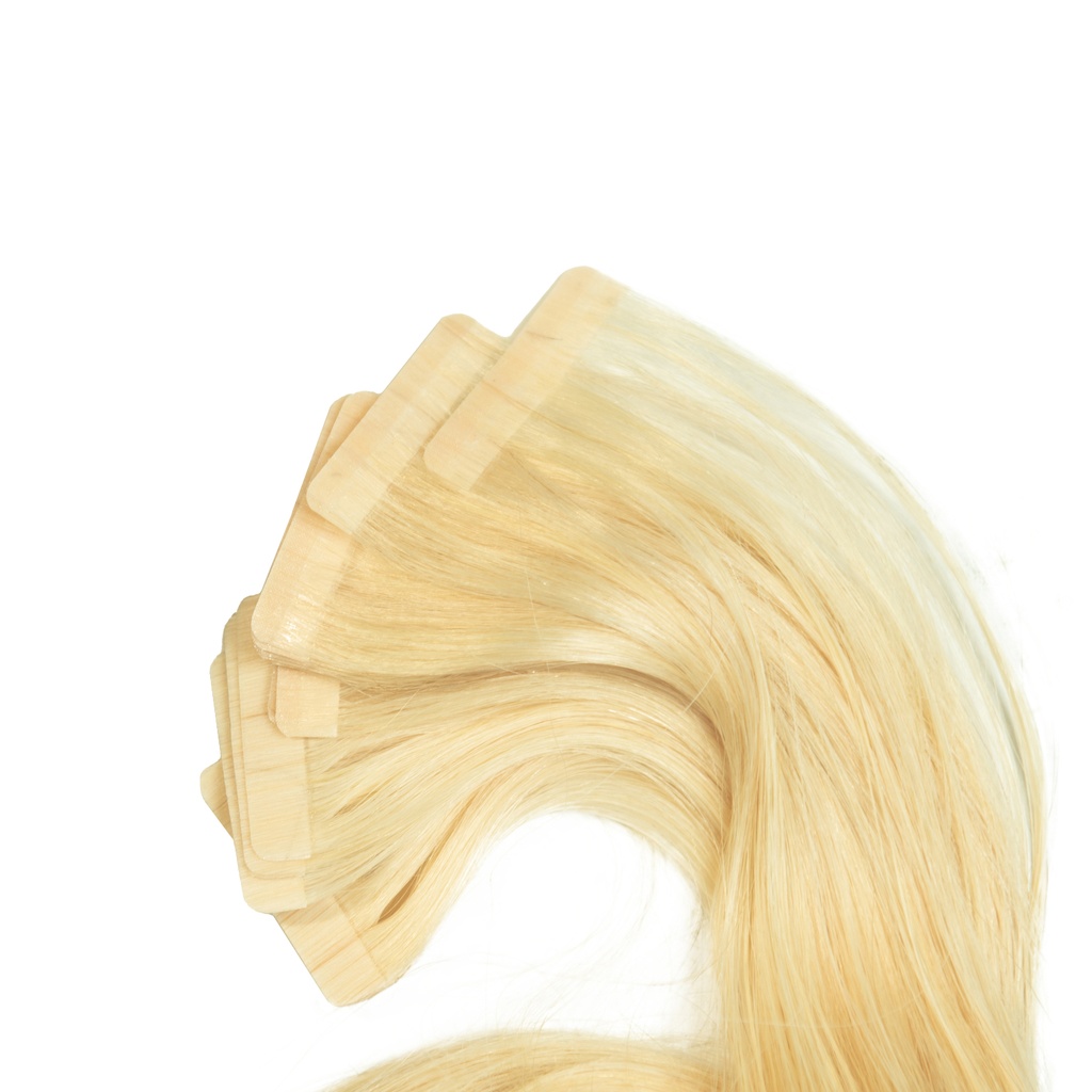Bebeauty – Semi Tape Hair Extension - Black (Round) 26" - Color#   613 - Platinum