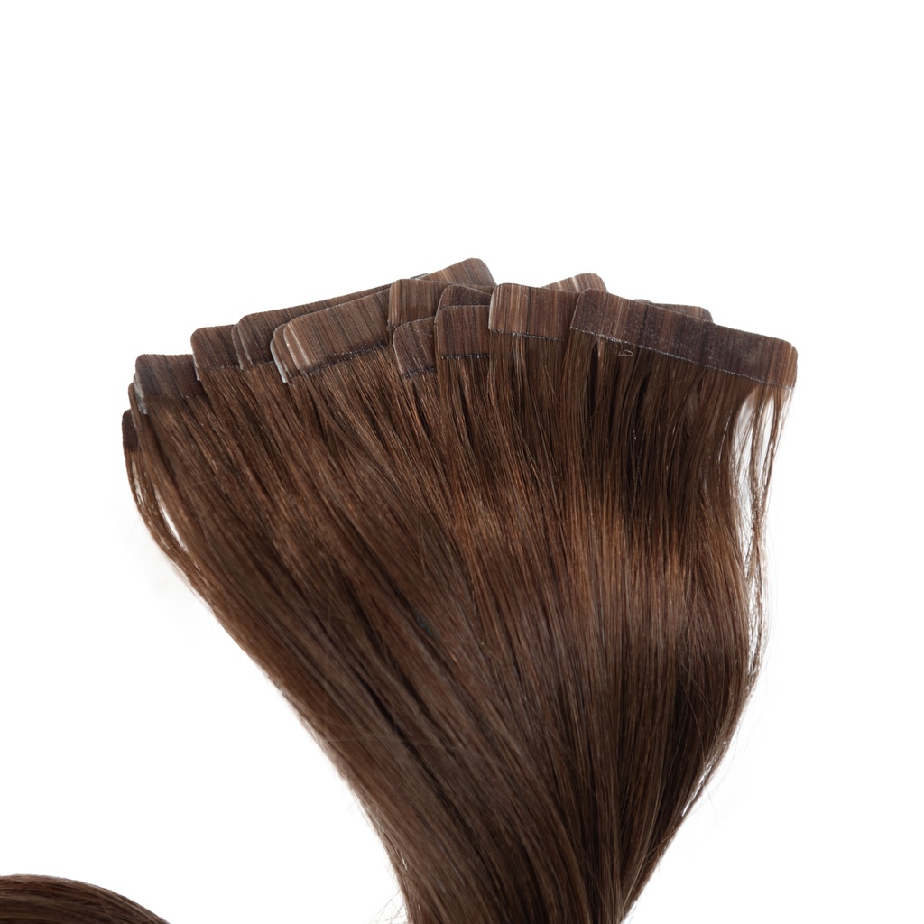 Bebeauty - Tape Hair Extension - Silver (Round) 26" - Color# 4 - Light Brown