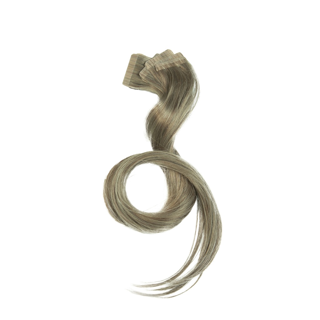 Bebeauty – Semi Tape Hair Extension - Black (Round) 22" - Color#   8 - Light Ash Blond