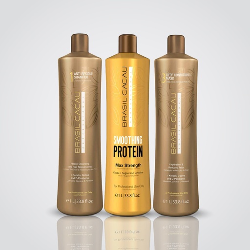 Cadiveu-Brazil Cacau-Smoothing Protein-Hair Kit (3 Bottle)-1L