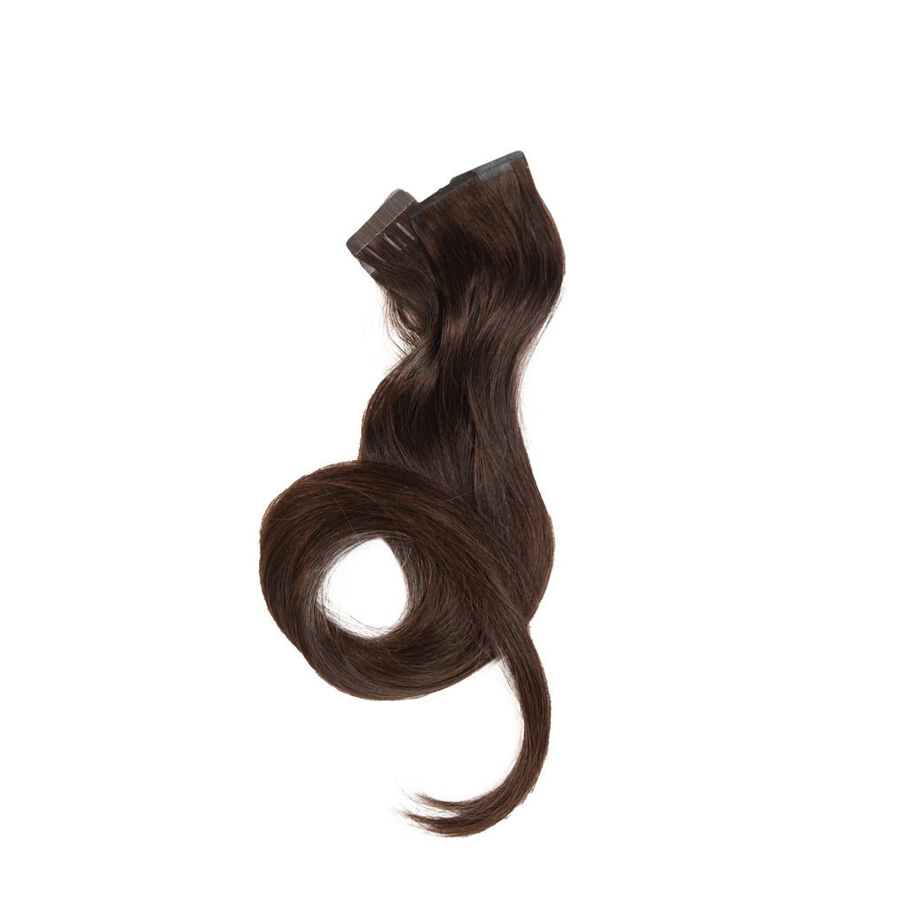 Bebeauty – Semi Tape Hair Extension - Black (Round) 22" - Color#   4 - Light Brown