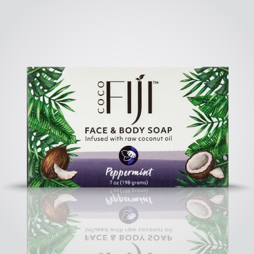 Fiji Organic - Face & Body Soap - infused with raw coconut oil - Peppermint - 198 ML