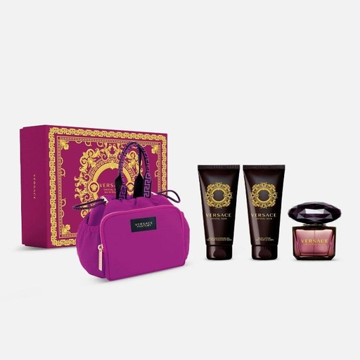 Versace - Crystal Noir 4pcset  -  (- Edt90+100ml Body Lotion+100ml Shower Gel + Makeup Case)  - Women