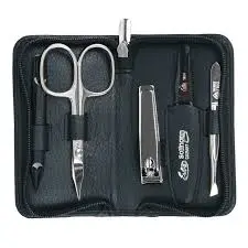 YES Solingen-Manicure Case5pc Black Leather # 99266