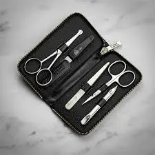 YES Solingen-Manicure Case5pc Black Leather # 99268