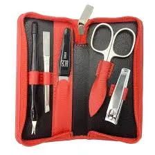YES Solingen-Manicure Case5pc Red Leather # 99265