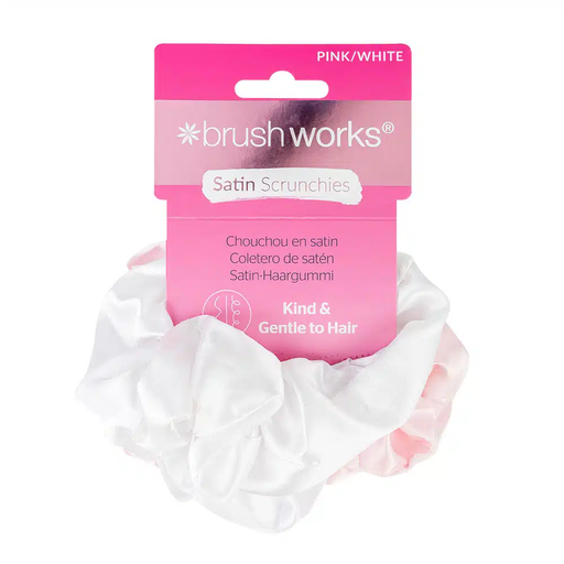 Brushworks - Satin Scrunchies - Pink & White